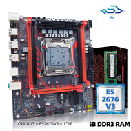 Zsus ชุดเมนบอร์ด X99-8D3มาเธอร์บอร์ดพร้อม Intel LGA2011-3 Xeon E5 2676 V3 CPU DDR3 1*16GB 1600MHz หน่วยความจำ ECC RAM NVMe M.2 SATA