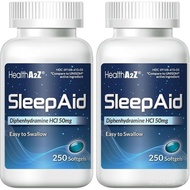HealthA2Z Sleep Aid, Diphenhydramine Softgels, 50mg, ports Deeper, Restful Sleeping (250 Counts) (Pa