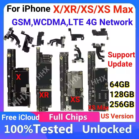 Mainboard For iPhone X/XR/XS/XS Max Unlocked Motherboard Fully Tested With Face ID Clean iCloud Logi