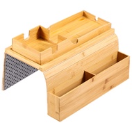 Wood Couch Cup Holder with Side Storage Pocket Versatile Couch Arm Tray Organizer Non Slip Practical