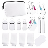 HAPPY TIME-1 Set Sublimation Blanks Set with Makeup Bag Keychains Earrings Cup Coasters for Crafting