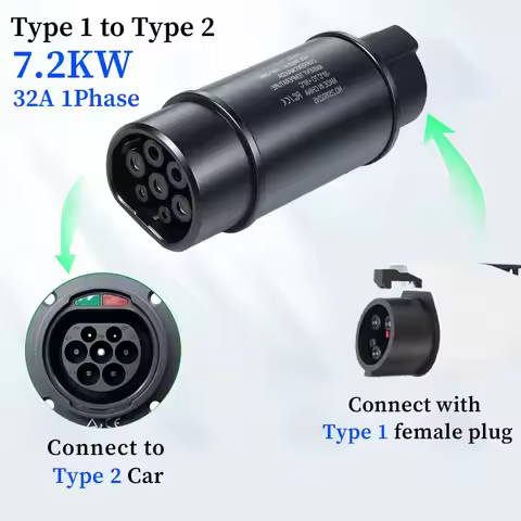 Teschev 32A 7.2KW EV Charger Adapter For Type 1 to Type 2 Charging For EV Connector Type 2 to GBT 22