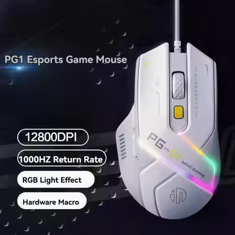 Inphic Pg1 Wired Mouse Gaming Mouse RGB Light Emitting Macro Programming 12800DPI 6 Keys Computer Mo