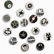 RIVERN - Button 44mm Button pin | Pin y2k | Aesthetic Button Pin | Bag Pin | Bags Pin | BW Series