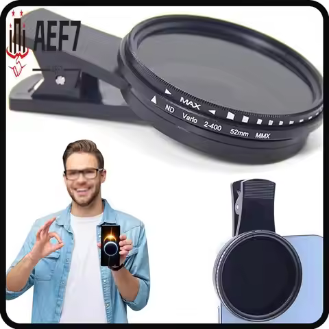 AEF7-1 Set Solar Eclipse Phone Filter 52Mm Camera Lens Filter ND 2-400 Smartphone Lens Filter With C