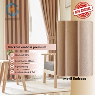 Premium Embossed Blackout Curtains ll (6 Waves)