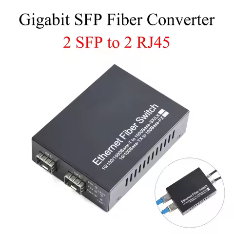 1PCS Gigabit SFP Media Converter 2 SFP to 2 RJ45 Transceiver 10/100/1000M Fiber Optic Switch With 3K
