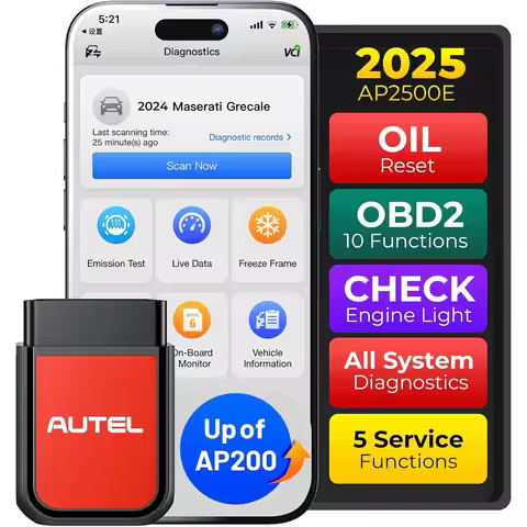 AUTEL MaxiAP AP2500E Bluetooth Code Reader Upgrade AP200 CAN FD OBD2 Scanner Full Systems ABS SRS 45