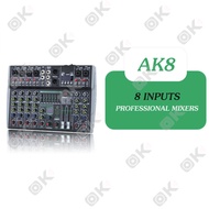 มิกเซอร์เสียง AK4/AK6/AK8 รองรับบลูทูธ USB เอฟเฟกต์ 99 แบบ อินพุตหลายช่อง 48V มิกเซอร์มืออาชีพ Mixer
