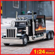 KLT 1:24 Peterbilt 389 Metal Alloy Toys Car Model Diecast Vehicle For Boys Kids Simulation Sound Lig
