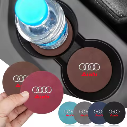 2/4pcs Car Coaster Water Cup Emblems Slot Non-Slip Mat Pad For Audi B9 B8 B7 B5 B6 A1 A7 A8 Q2 Q3 Q5