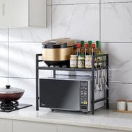 全城熱賣 - 【雙層可伸縮】廚房伸縮置物架 微波爐架 烤箱架 廚房收納架 電飯鍋置物架 調味料架 焗爐架 多層家用收納架 廚房置物架 伸縮層架