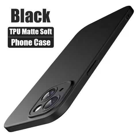 Luxury Black Phone Case For iPhone 16 15 14 13 11 12 Pro Max 13 Mini 16E Matte Soft Back Cover For i