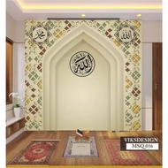 wallpaper dinding custom islami visual 3D motif mihrab masjid