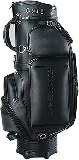 PUREPEDIC Golf Club Bags for Men Heavy Leather Golf Club Cart Bags with 5 Way Dividers Golf Transport Cart Bag with 13 Pockets for Golf Course