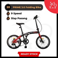 【SIAP PASANG】Folding Bike 20" Voice Prime 3.0 Alloy 9 speed Foldable【READY STOCK】