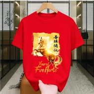 2026 Crew Neck Kaos Imlek Merah Kaos Pria Dan Wanita Kaos Merah Imlek Putih Hitam Jumbo Chinese New 