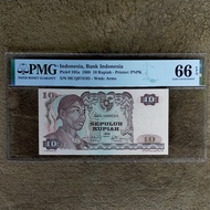 Uang Kuno 10 Rupiah Tahun 1968 Sudirman PMG 66 EPQ Ready 
