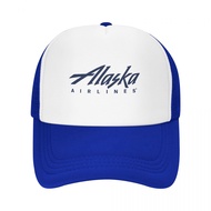 Alaska Airlines Logo Adult Grid Net Hat Trucker Men's Women's Flat Brim Baseball Cap High-Stiff Mesh