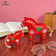 [SONONIA] 2Pcs Horse Figurine Craft 2026 New Year Decorations Realistic Art Sculpture for Chair Tabl