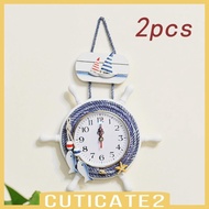 [Cuticate2] Mediterranean Wall Clock Silent Nautical Clock for Indoor Dining Room Home