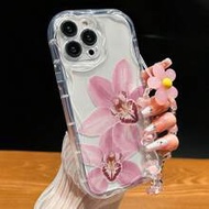 2 ชิ้น เคสโทรศัพท์การ์ตูนกันกระแทกสีครีมใสลายดอกไม้สีชมพู เข้ากันได้กับ IPhone 14, 14 Pro, 14 Pro Ma