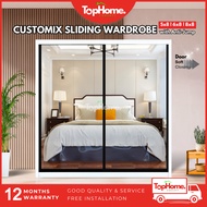 🔥FREE INSTALL🔥Customix Almari Baju Mirror Wardrobe Sliding Door Anti Jump Mirror Cermin 5ft 6ft 8ft 5x8 / 6x8 / 8x8