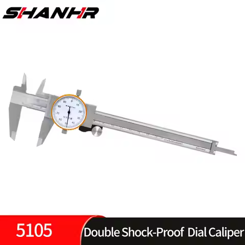 SHANHR Dial Caliper Ruler Double Shock-Proof Stainless Steel Dial Vernier Calipers Woodworking Measu
