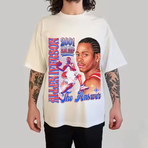 2026 Allen Iverson Printed Short Sleeve Answer American Basketball Fan Cotton T-shirt Summer Casual 