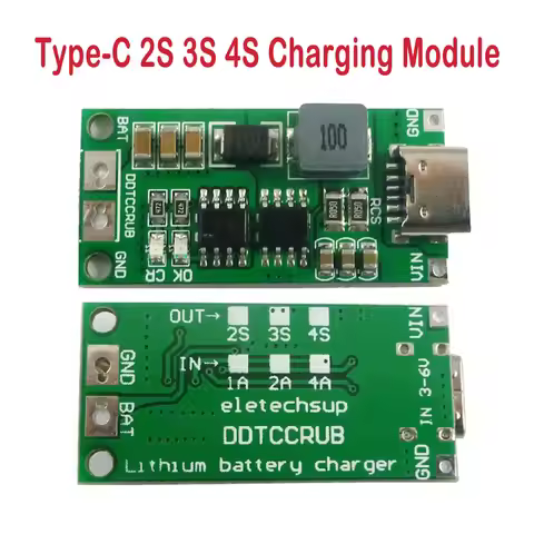 Type-C 2S 3S 4S DC 3-6V To 8.4V 12.6V 16.8V 18650 Lithium Battery Charging Module Step-Up Boost LiPo