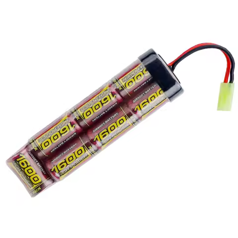8.4V 7S 2/3A 1600mAh NiMH Flat Battery Pack with Mini Tamiya Connector for Airsoft Guns MP5, SCAR, M