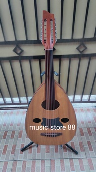 gitar gambus oud semi elektrik oval natural