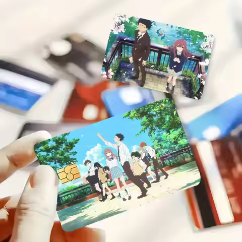 Anime A S-SIlent V-VoIceS Card Stickers Waterproof Film skin Cover 4PCS Credit Debit Front Decoratio
