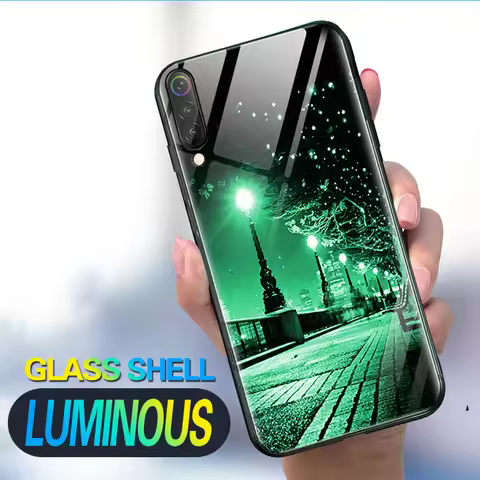 2021 Luminous Glass Phone Case For Xiaomi Mi 10T 9T 9 Pro 9 8 Lite se A2 A3 Lite CC9 back cover For 