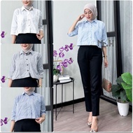 AR - MARLA CROP TOP BLOUSE SALUR WANITA