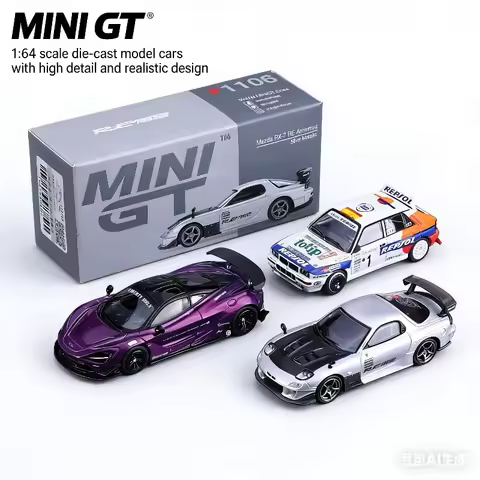 MINI GT #841 McLaren 720S #1131 Blue Flag Asia Delta #1106 Mazda RX7 Alloy Car Model,Boys' toys.