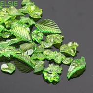ELSIE 30pcs Green Transparent Leaf Shape Beads, Leaf Shape Transparent Green Acrylic Leaf Beads, Cha
