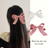 Double ponytail hair accessories satin bow hair clip high quality French fringe hair clip