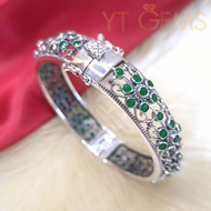 กำไลมรกต กำไลเงินแท้ รมดำ พลอยมรกต (CZ) YTG-11043