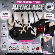 Korean Y2K Women's Necklace AK HOUSE Balloon Dog Face/Headphones/Chrome Heart Hot Trend TikTok Extre
