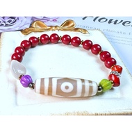 Tibetan Dzi Beads Straw Eye Dzi Beads Tibetan Old Mine White Hair Three Eye Dzi Beads 37.9 X12mm