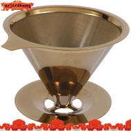 Double Wall Stainless Steel Titanium Gold Pour over Coffee Dripper Filter with Cup Stand and Handleuejfrdkuwg