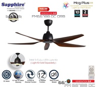 Sapphire NEW FM66788 ORB 66” DC Motor Ceiling Fan 6 Speed Forward + 6 Speed Reverse ( 24W 3 Color LE