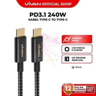 Vivan VOR240W Type-C to Type-C 240W Premium Fast Charging Cable 120cm Original