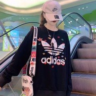 Adidas 愛迪達衛衣 寬鬆衛衣女 韓版上衣 學生連帽衫 大學T 學院風 百搭中長款長袖上衣 女生衣著 顯瘦