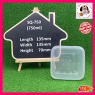 SQ750 (±50pcs) 750ml Square Plastic Container With Lid Food Container Bekas Makanan