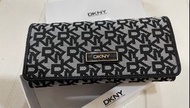 美國 DKNY 滿版 長夾 錢包 錢夾 皮夾 黑色