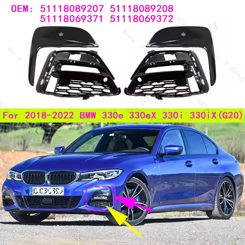 For 2019-2022 G20 BMW 330e 330eX 330i 330iX Front Bumper Fog Light Grille 51118069371 51118069372 11