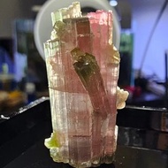 收藏級阿富汗產地西瓜碧璽礦標(跟揭蓋立方礦標盒)