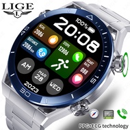 LIGE Smart Watch Men AMOLED HD ECG+PPG Health Sports Bracelet Compass AI Assistant Function IP68 Waterproof Business Watch for Men Smartwatch